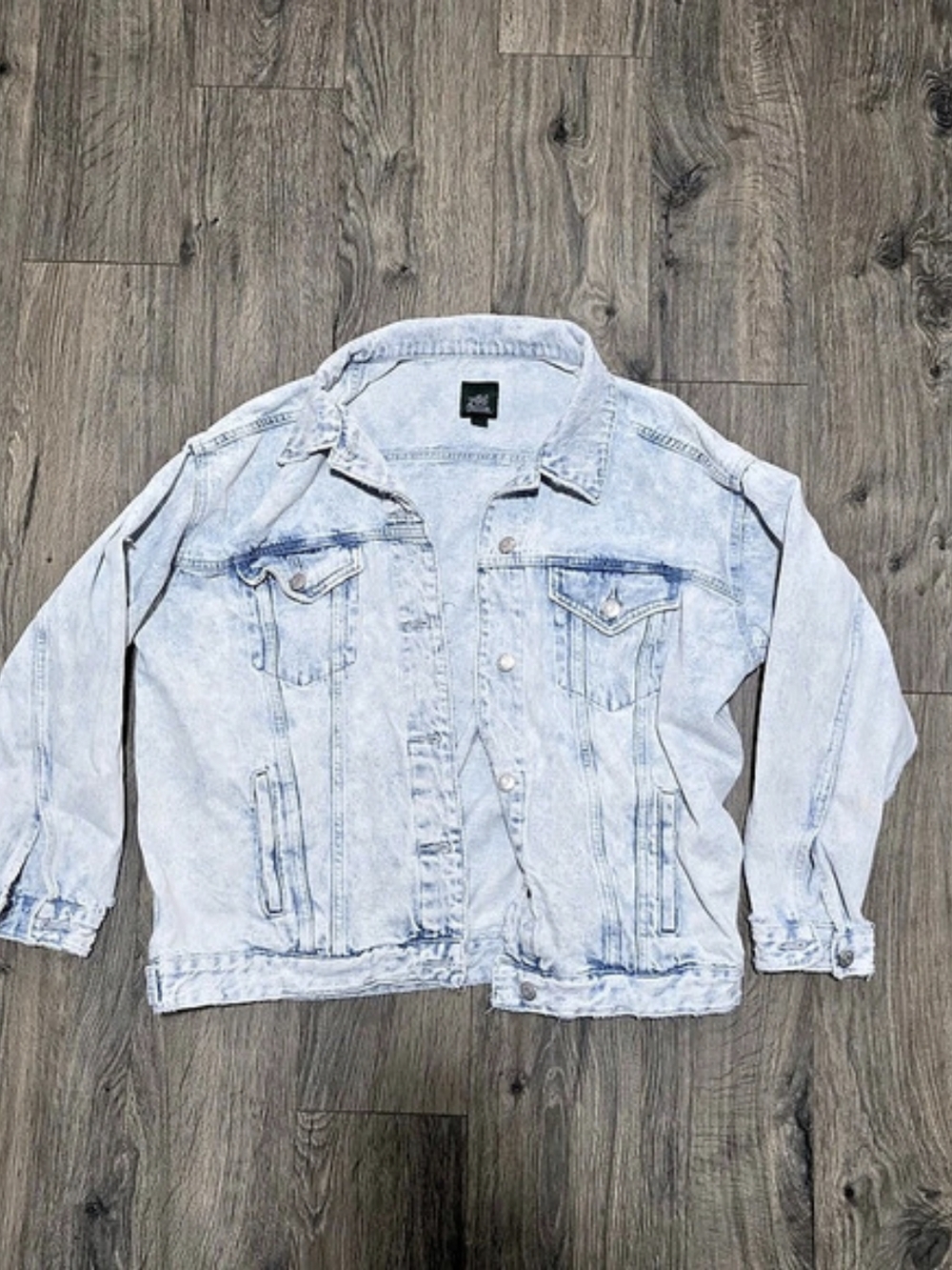 Wild Fable Oversized Acid-Wash Denim Trucker Jacket Blue